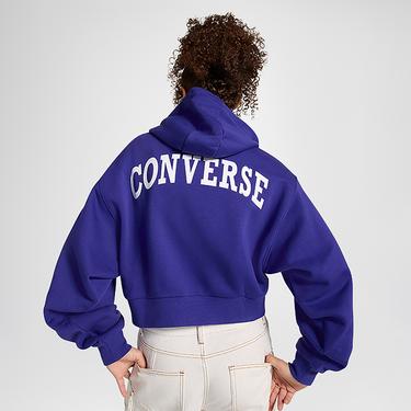  Converse Kadın Mavi Fermuarlı Hoodie