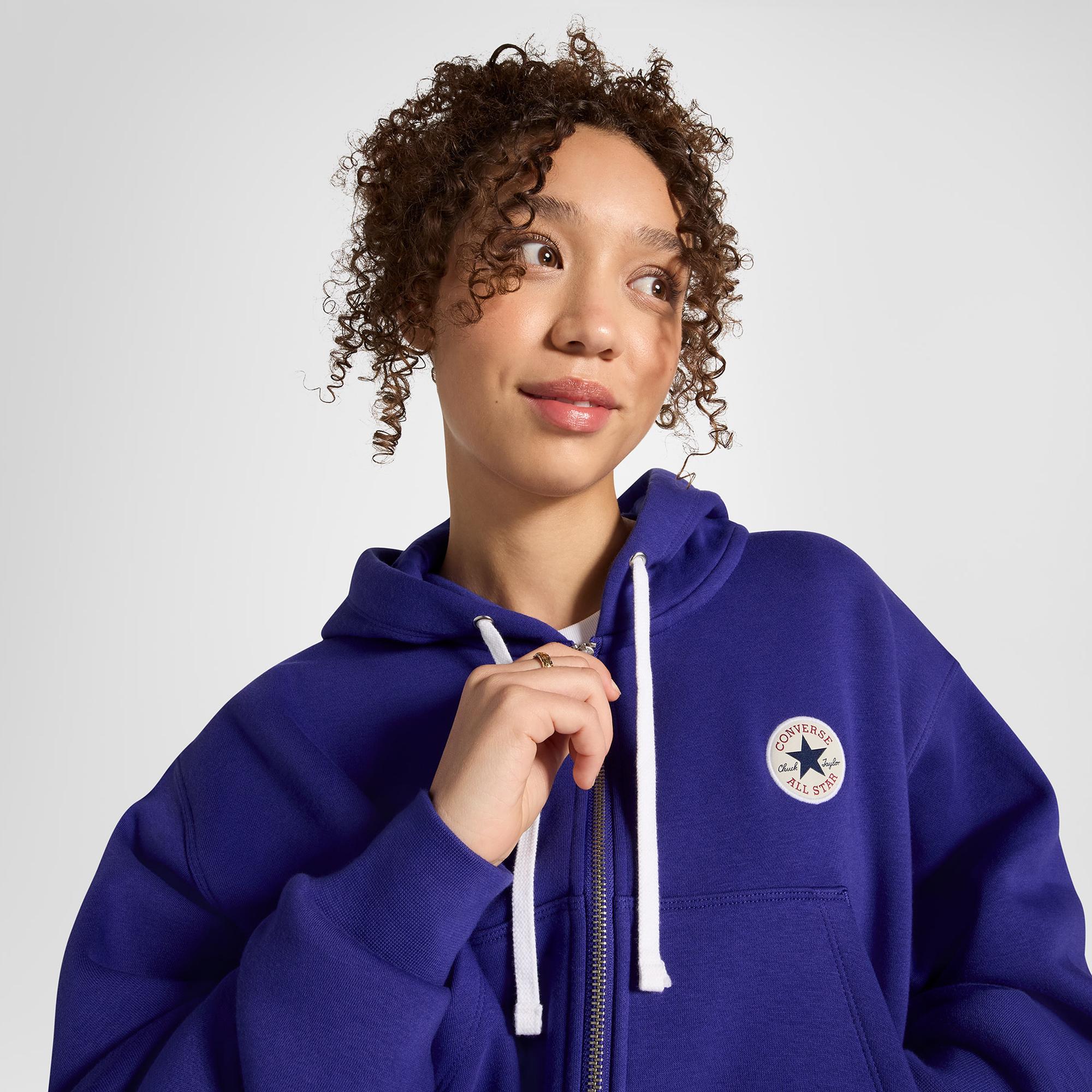 Converse Kadın Mavi Fermuarlı Hoodie