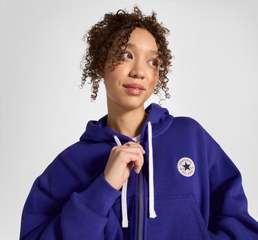  Converse Kadın Mavi Fermuarlı Hoodie