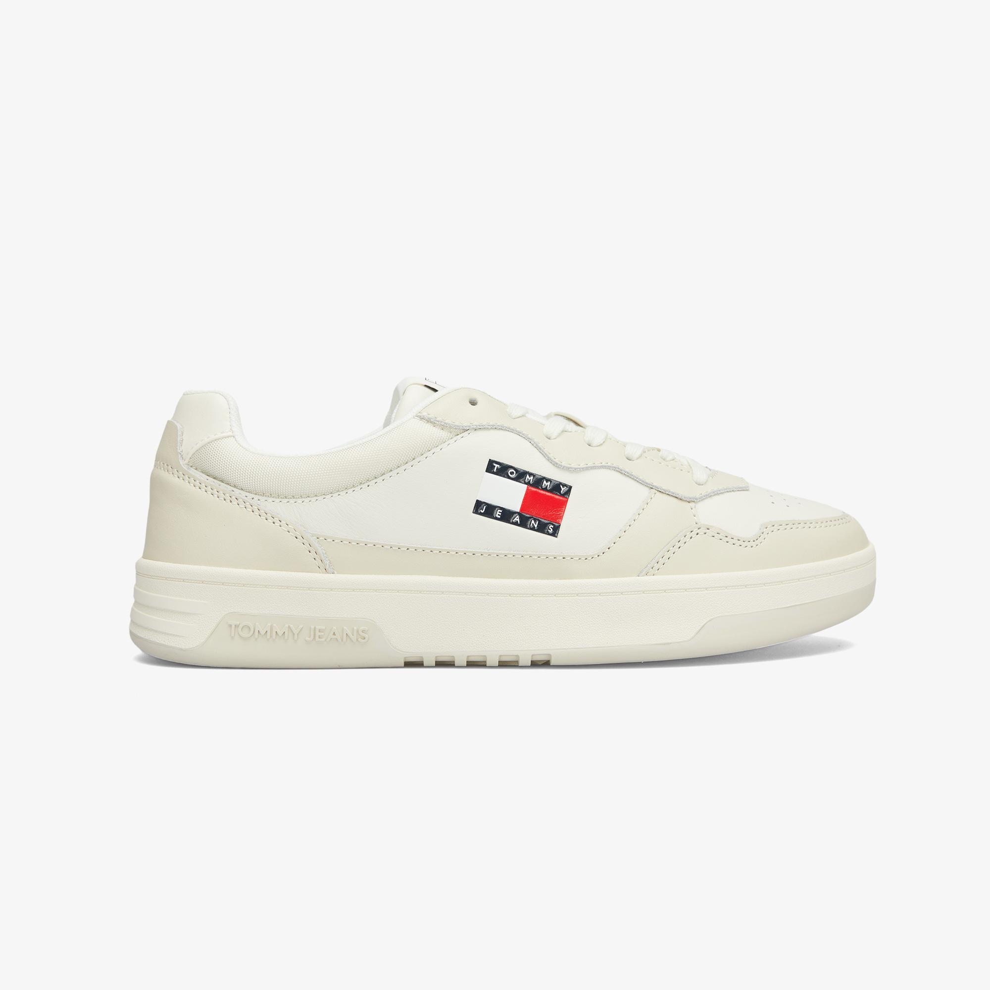 Tommy Hilfiger Jeans Cupsole Leather Erkek Bej Spor Ayakkabı