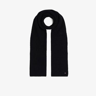  Tommy Hilfiger Essential Flag Fuzzy Kadın Siyah Atkı