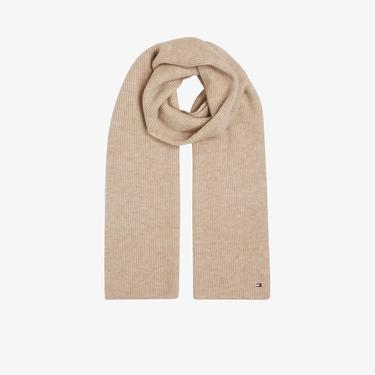  Tommy Hilfiger Essential Flag Fuzzy Kadın Bej Atkı