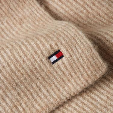  Tommy Hilfiger Essential Flag Fuzzy Kadın Bej Atkı