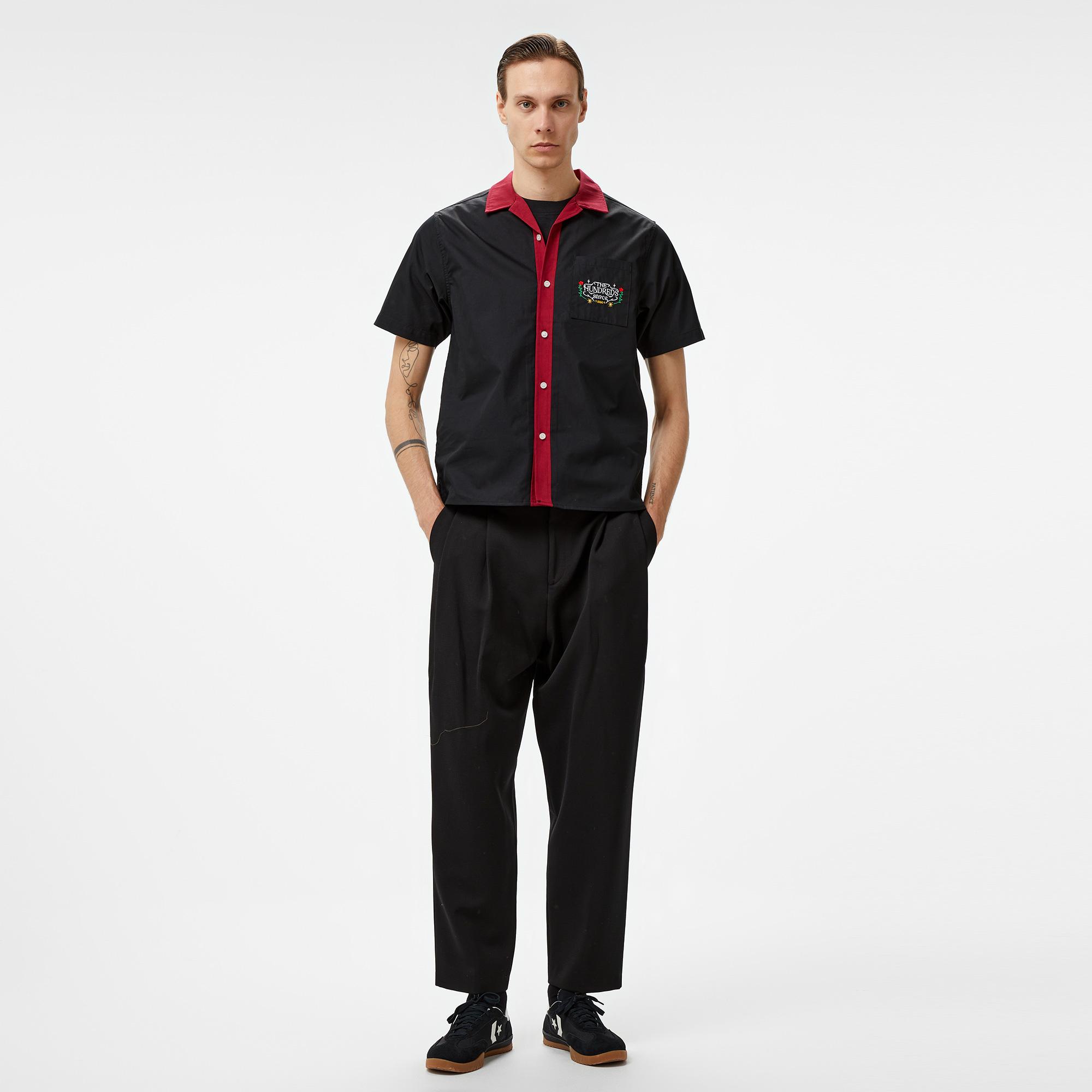 The Hundreds Giles SS Woven Erkek Siyah Gömlek