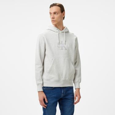  Calvin Klein Jeans Chenılle Monologo Erkek Gri Hoodie