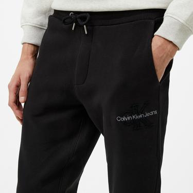  Calvin Klein Jeans Chenılle Monologo Sweatpant Erkek Siyah Eşofman Altı