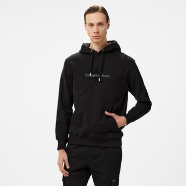  Calvin Klein Jeans Chenille Monologo Erkek Siyah Hoodie