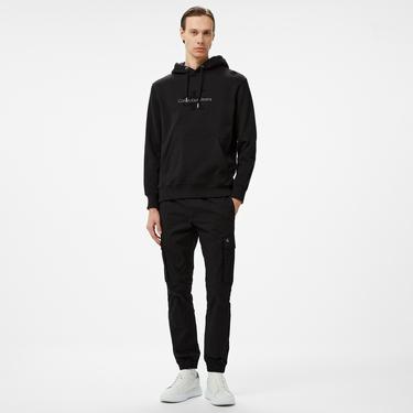  Calvin Klein Jeans Chenille Monologo Erkek Siyah Hoodie