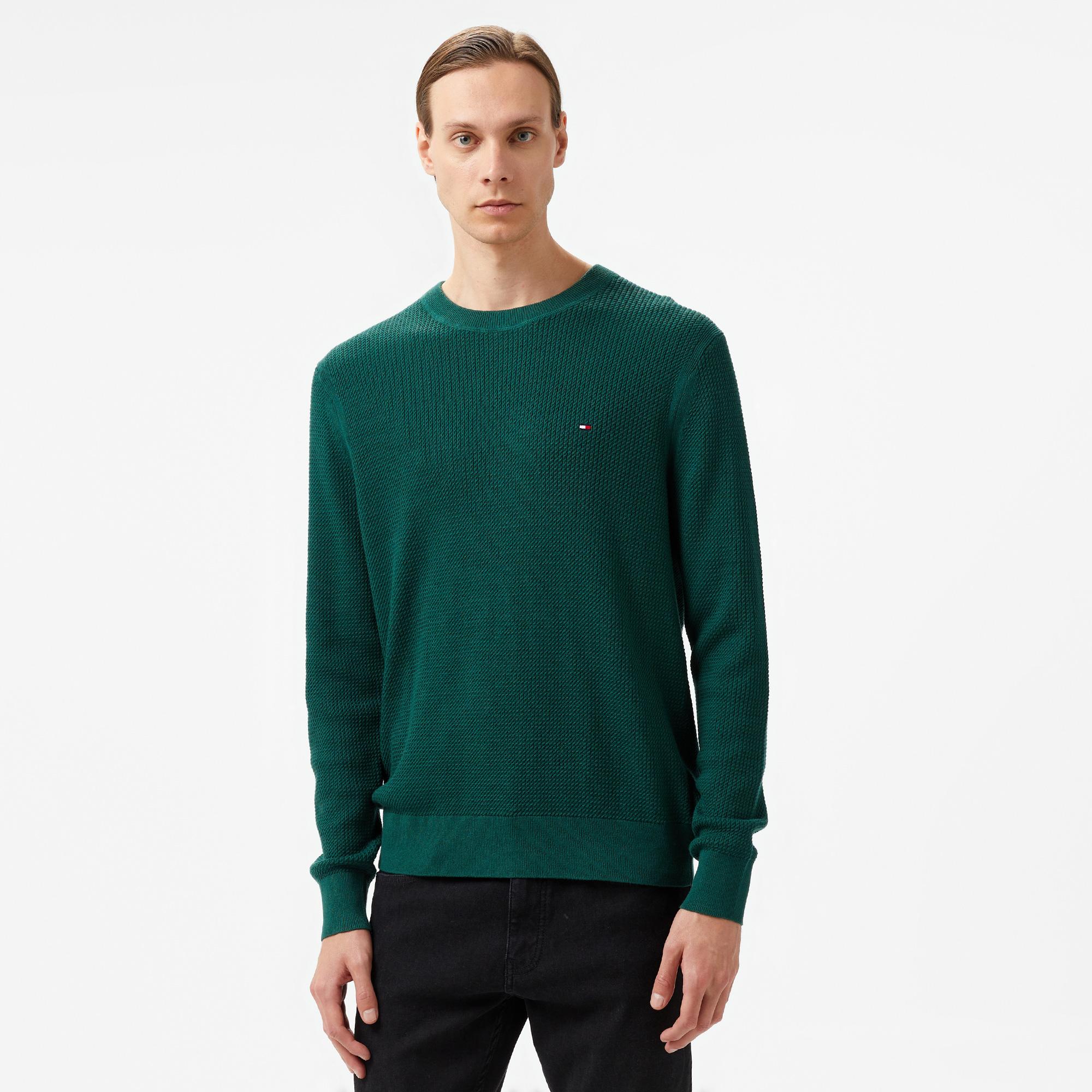 Tommy Hilfiger Structure Crew Nk Erkek Yeşil Kazak