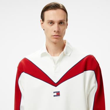  Tommy Hilfiger Jeans Tj Game Day Rugby Erkek Beyaz Hoodie