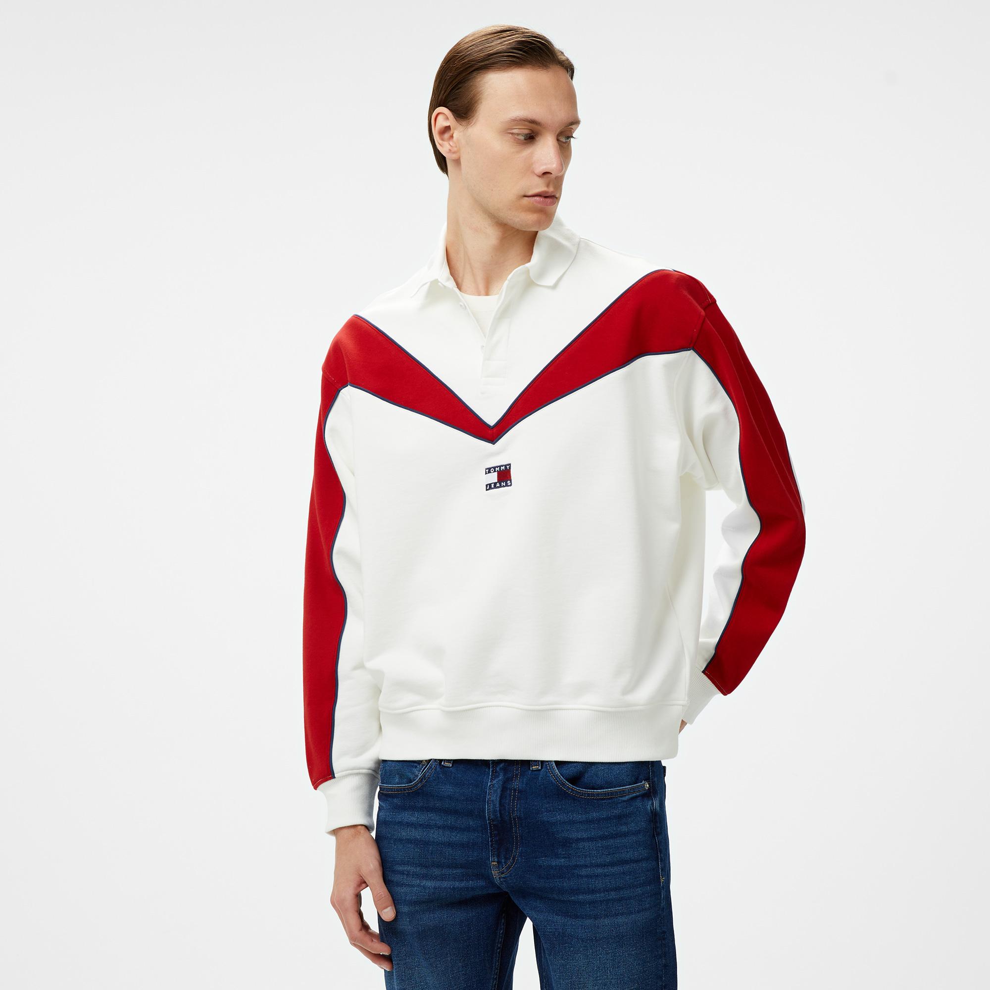 Tommy Hilfiger Jeans Tj Game Day Rugby Erkek Beyaz Hoodie