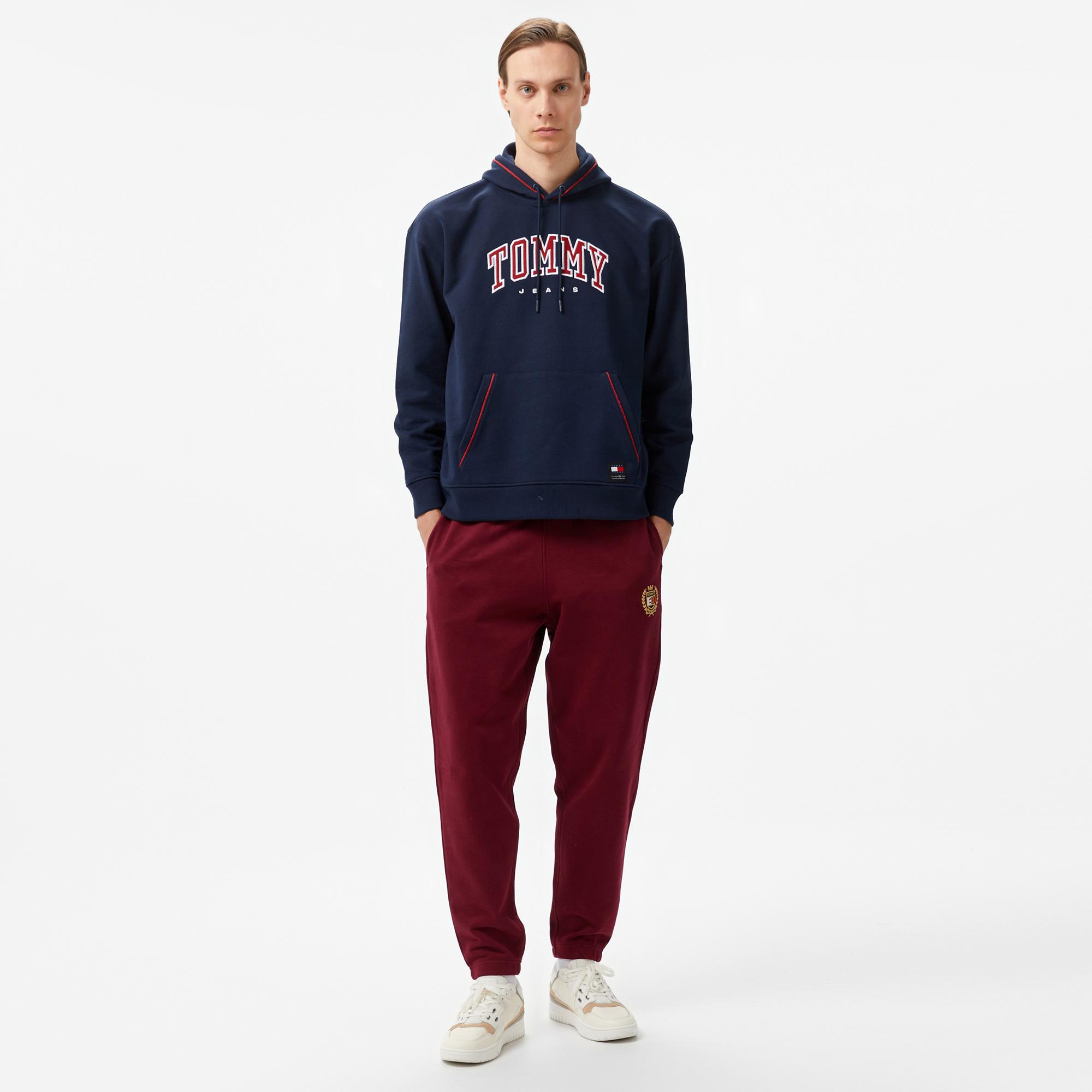 Tommy Hilfiger Jeans Varsity Pipping Hood Erkek Lacivert Hoodie