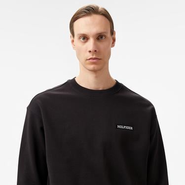  Tommy Hilfiger Monotype Heavy Twill Erkek Siyah Sweatshirt