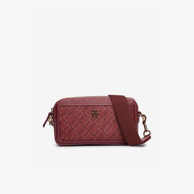 Tommy Hilfiger Monoplay Leather Kadın Kırmızı Çapraz Çanta