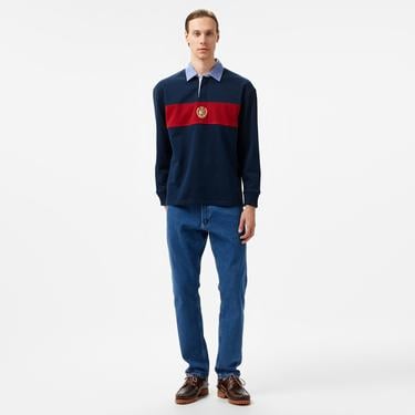  Tommy Hilfiger Jeans Colorblock Crest Rugby Erkek Lacivert Polo