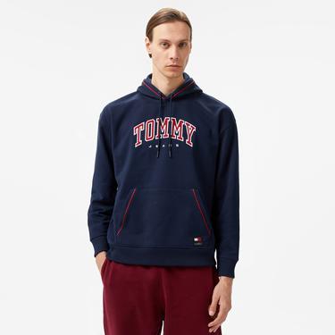  Tommy Hilfiger Jeans Varsity Pipping Hood Erkek Lacivert Hoodie