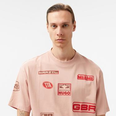  Hugo Druve Erkek Pembe T-Shirt