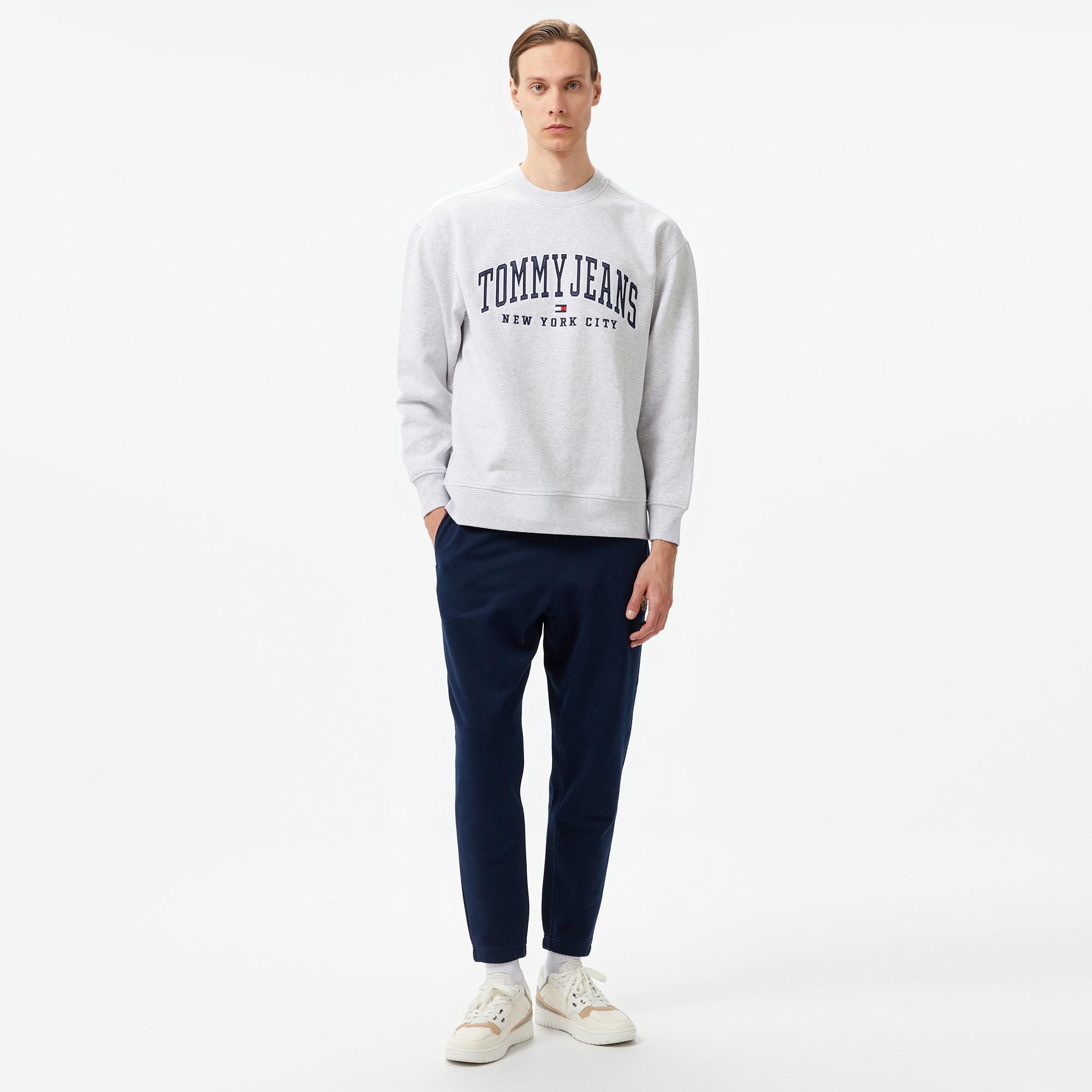 Tommy Hilfiger Jeans Tj Varsity Crew Erkek Gri Sweatshirt