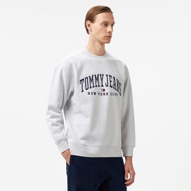  Tommy Hilfiger Jeans Tj Varsity Crew Erkek Gri Sweatshirt