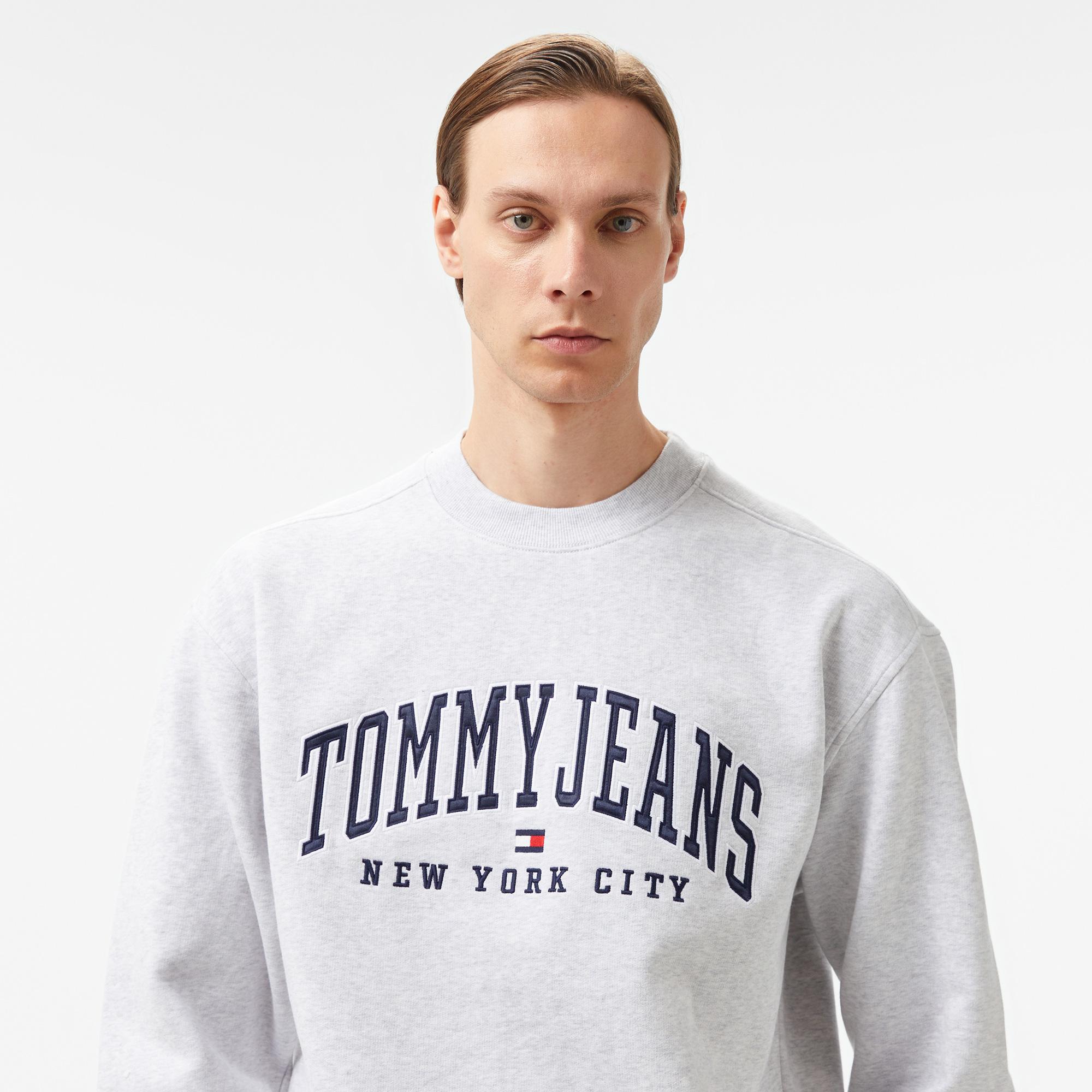 Tommy Hilfiger Jeans Tj Varsity Crew Erkek Gri Sweatshirt
