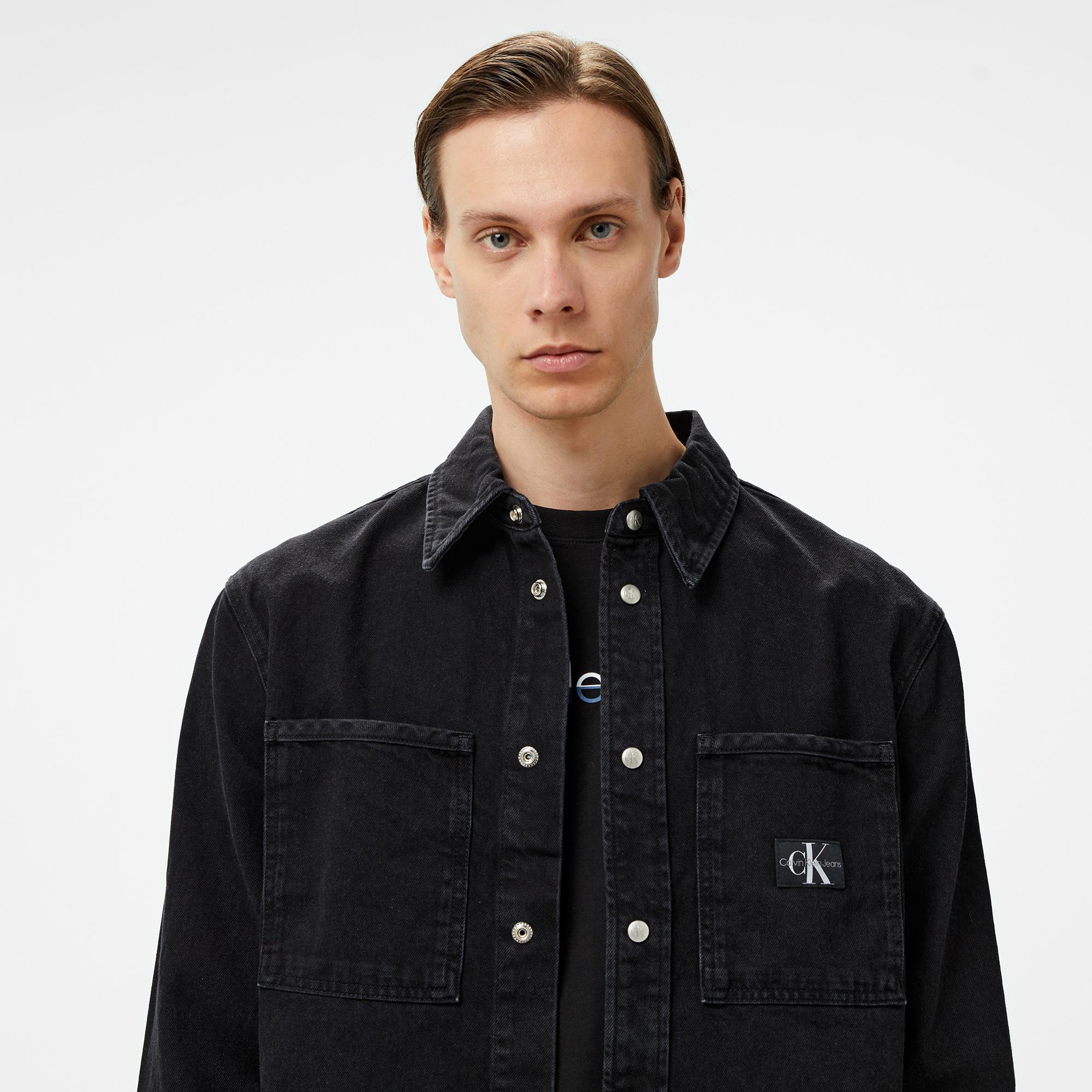 Calvin Klein Jeans Regular Linear Erkek Siyah Gömlek