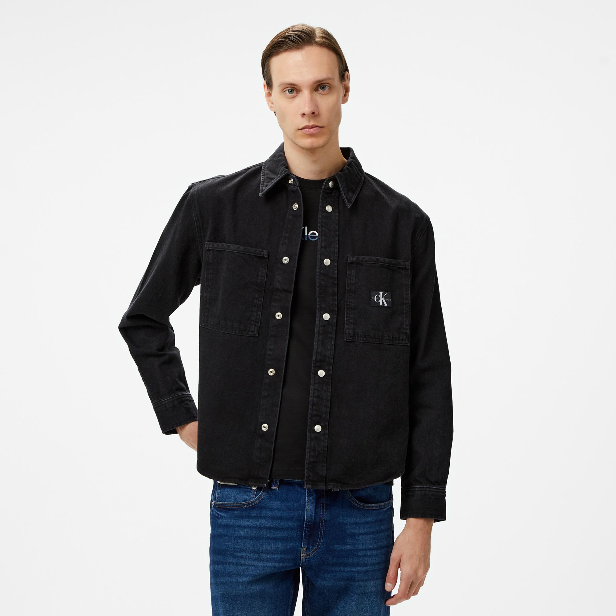 Calvin Klein Jeans Regular Linear Erkek Siyah Gömlek