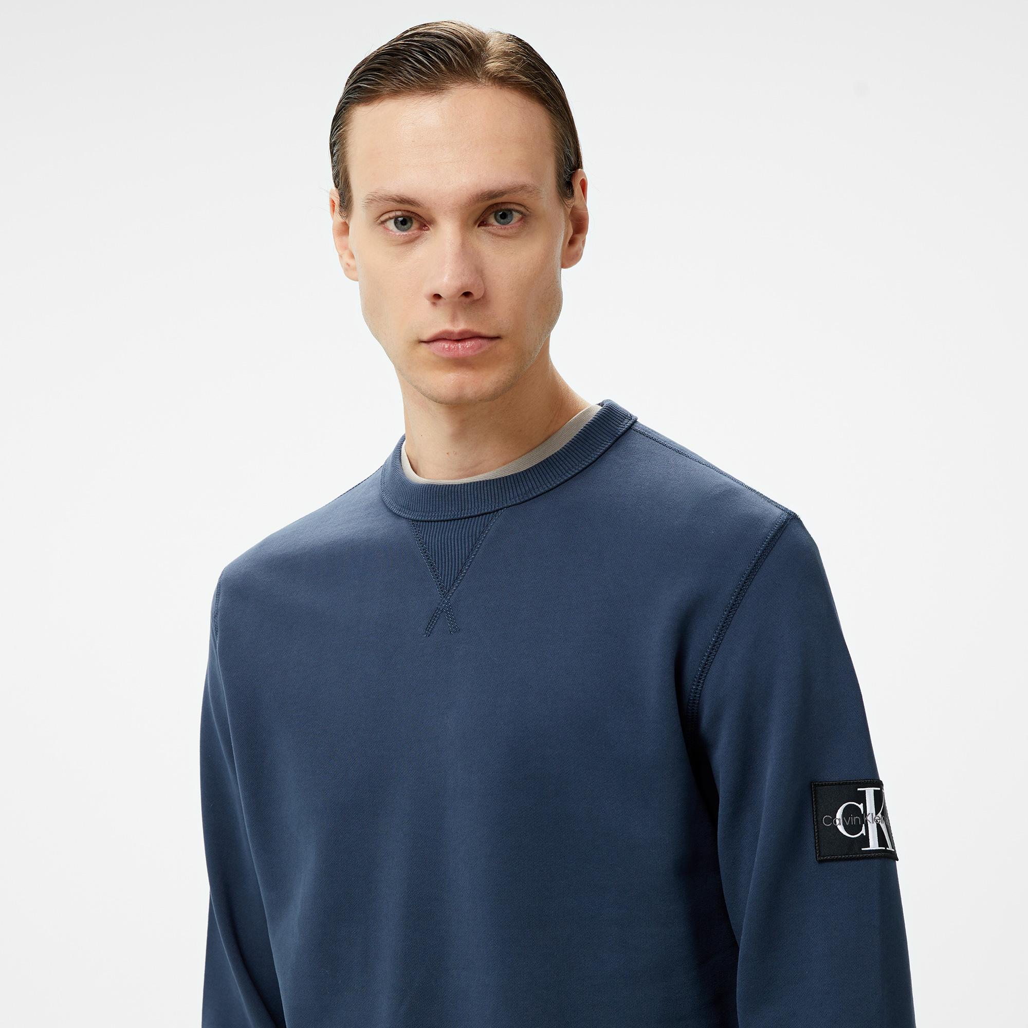 Calvin Klein Jeans Erkek Mavi Sweatshirt