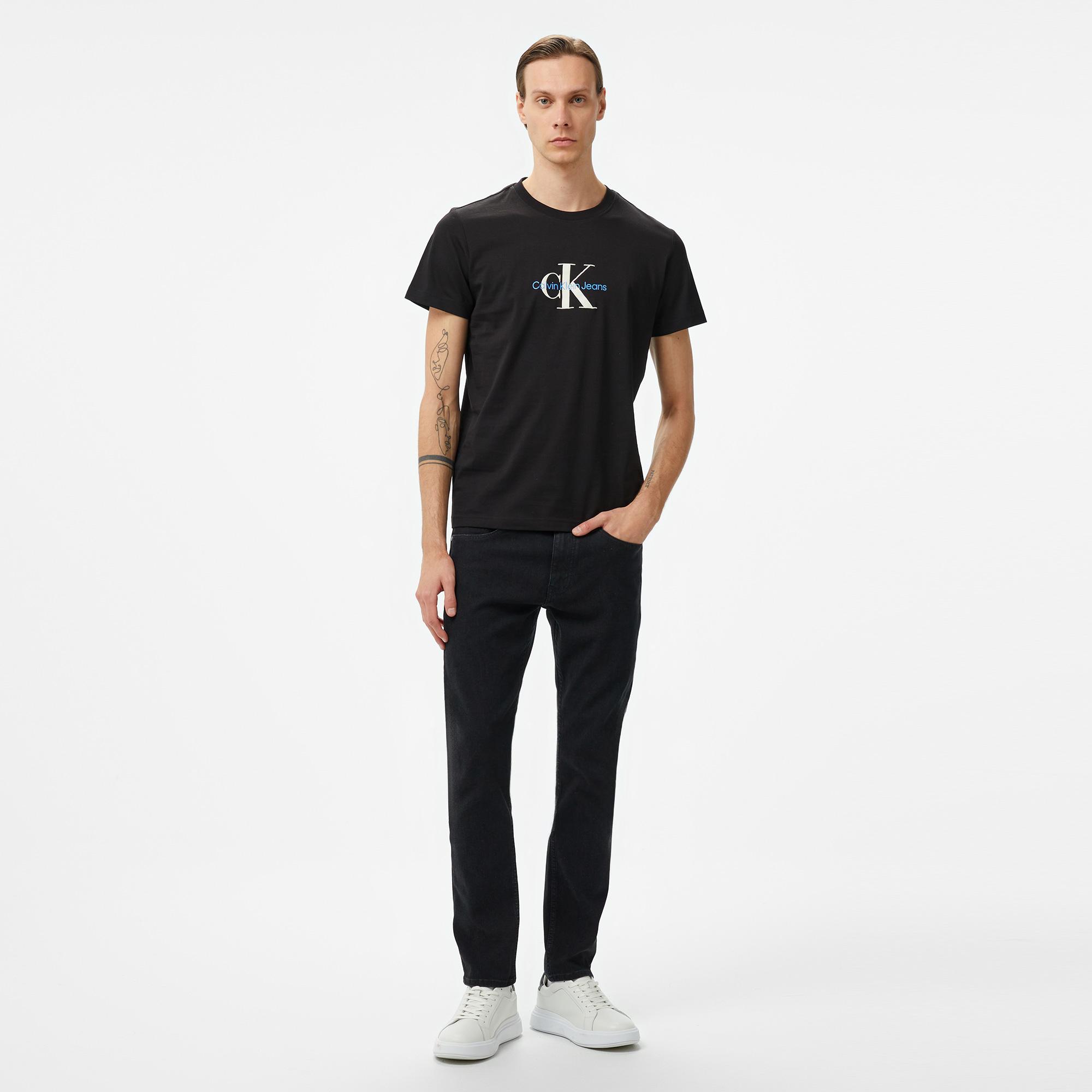 Calvin Klein Jeans Distressed Monologo Erkek Siyah T-Shirt