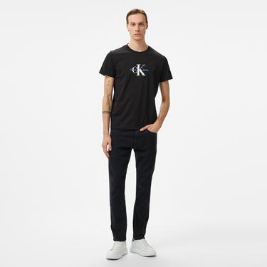 Calvin Klein Jeans Distressed Monologo Erkek Siyah T-Shirt