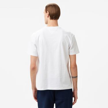  Tommy Hilfiger Jeans Gold Linear Logo Erkek Beyaz T-Shirt