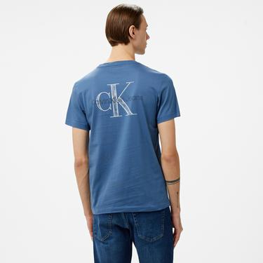  Calvin Klein Jeans Textured Monologo Erkek Mavi T-Shirt