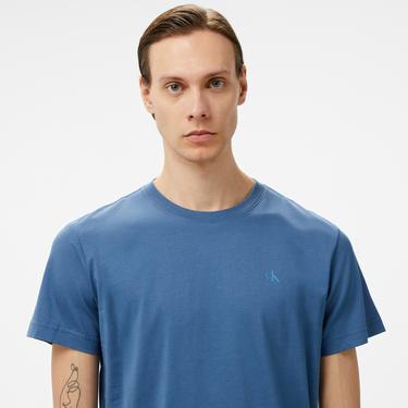  Calvin Klein Jeans Textured Monologo Erkek Mavi T-Shirt