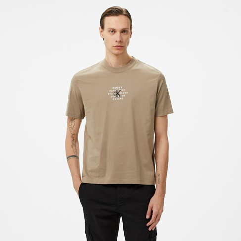  Calvin Klein Jeans Nyc Stamp Graphic Erkek Bej T-Shirt