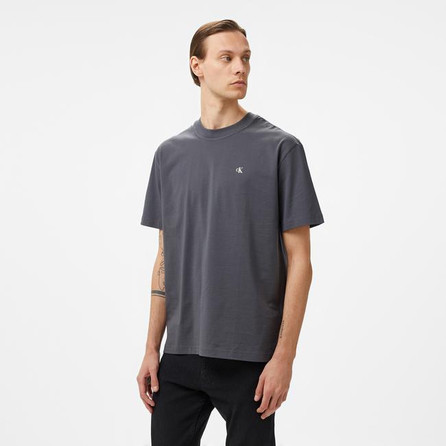  Calvin Klein Jeans Stamp Back Graphic Relaxed Erkek Gri T-Shirt