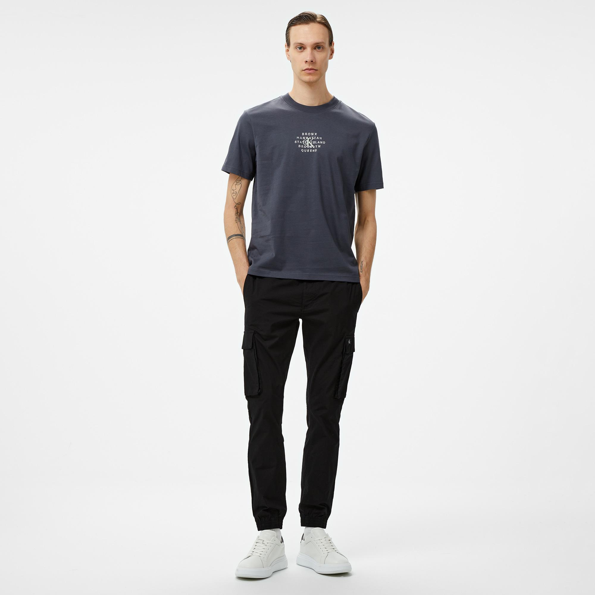 Calvin Klein Jeans Nyc Stamp Graphic Erkek Gri T-Shirt