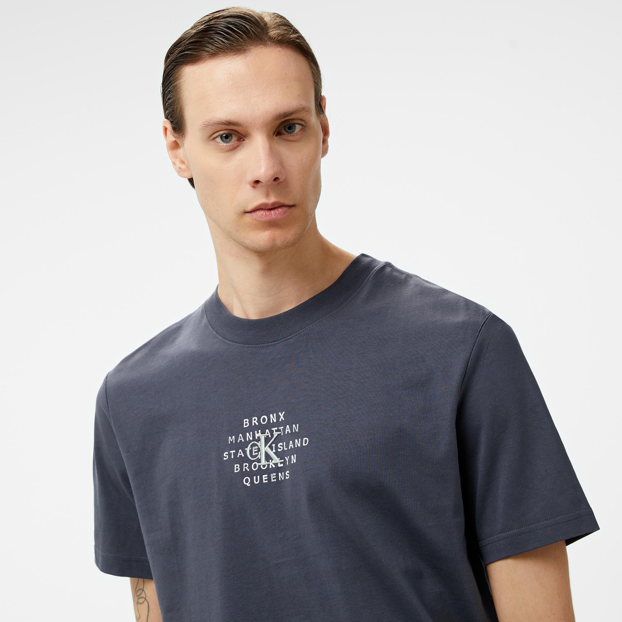 Calvin Klein Jeans Nyc Stamp Graphic Erkek Gri T-Shirt
