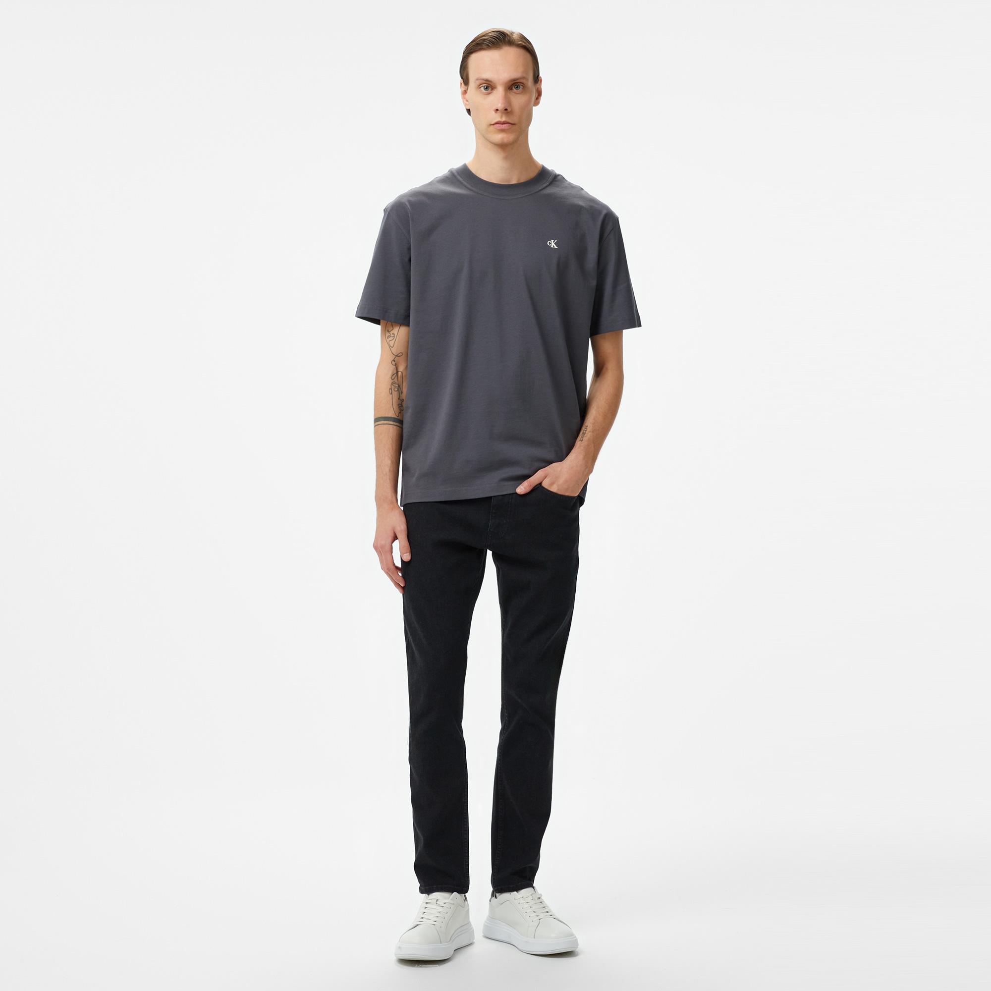Calvin Klein Jeans Stamp Back Graphic Relaxed Erkek Gri T-Shirt
