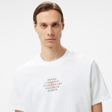  Calvin Klein Jeans Nyc Stamp Graphic Erkek Beyaz T-Shirt