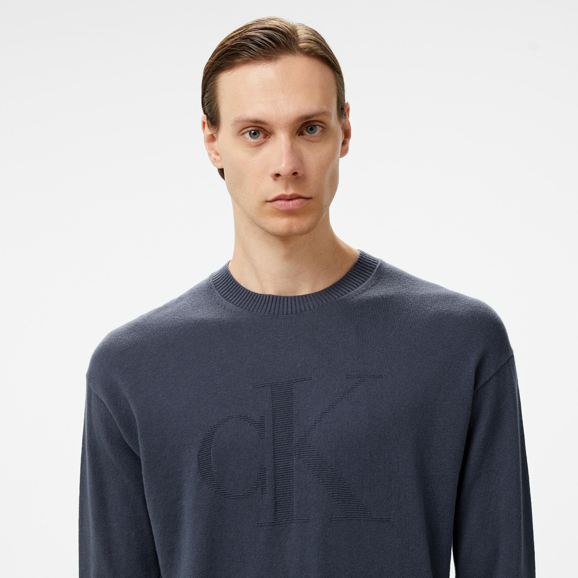 Calvin Klein Jeans intarsia Mix Stitch Erkek Siyah Kazak