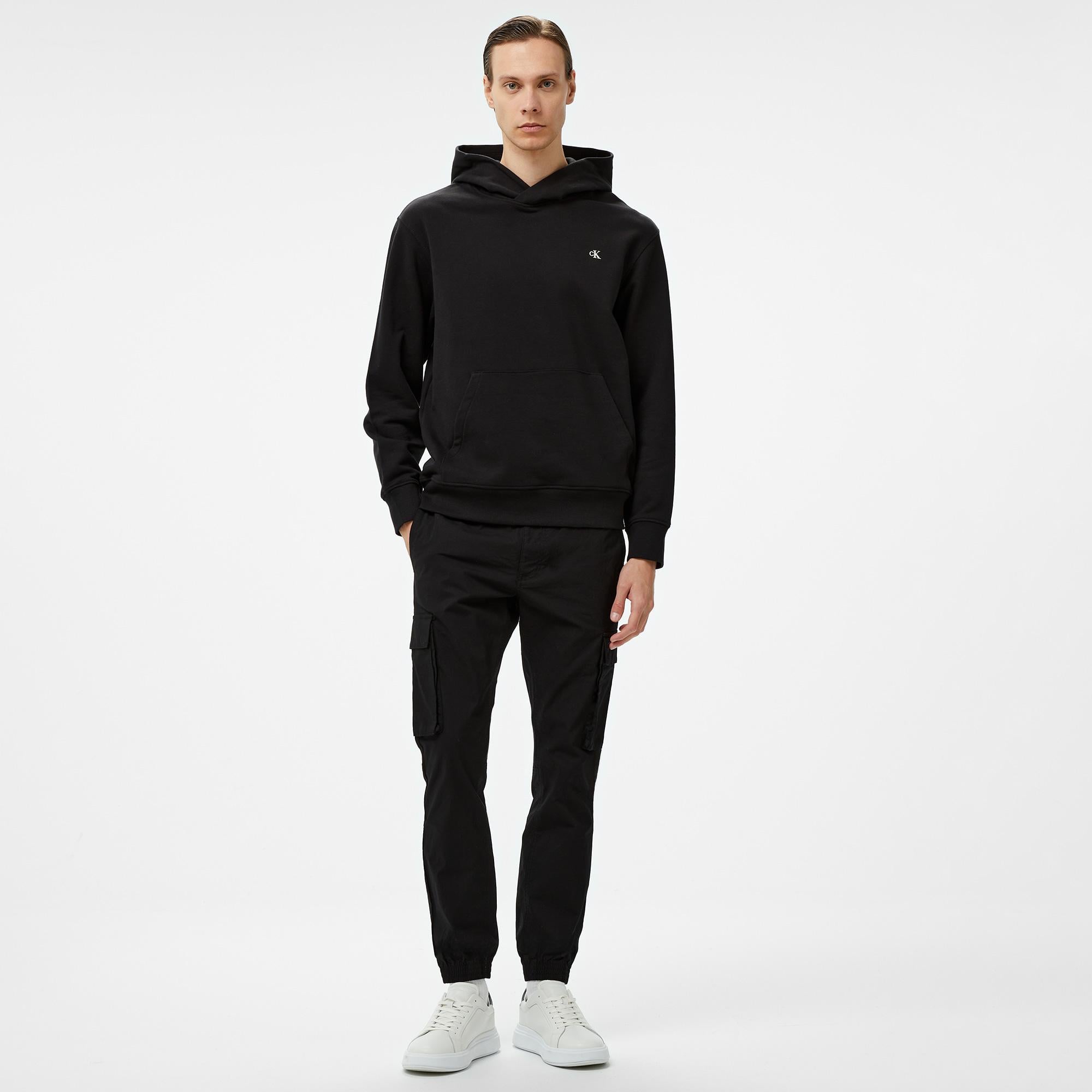 Calvin Klein Jeans Stamp Back Graphic Erkek Siyah Hoodie