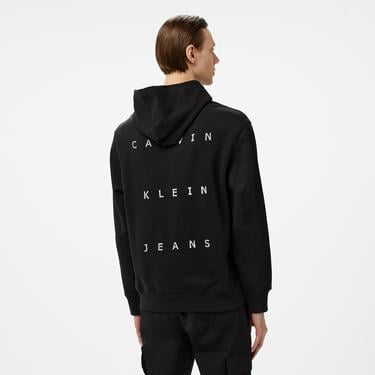  Calvin Klein Jeans Stamp Back Graphic Erkek Siyah Hoodie