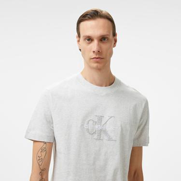  Calvin Klein Jeans Chenılle Monologo Erkek Gri T-Shirt