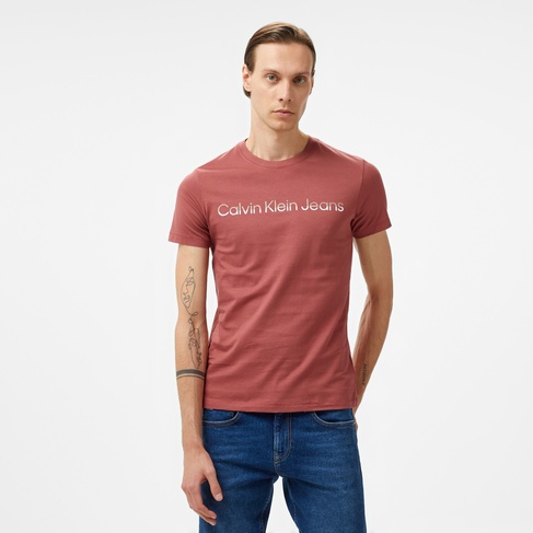  Calvin Klein Jeans Mixed institutional Logo Erkek Mor T-Shirt
