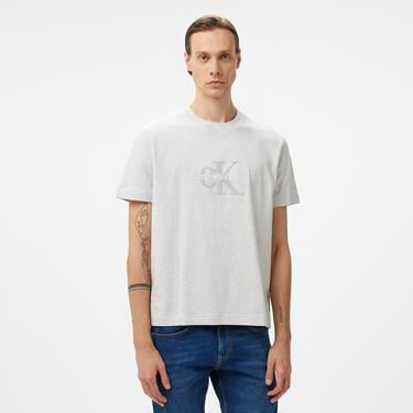  Calvin Klein Jeans Chenılle Monologo Erkek Gri T-Shirt