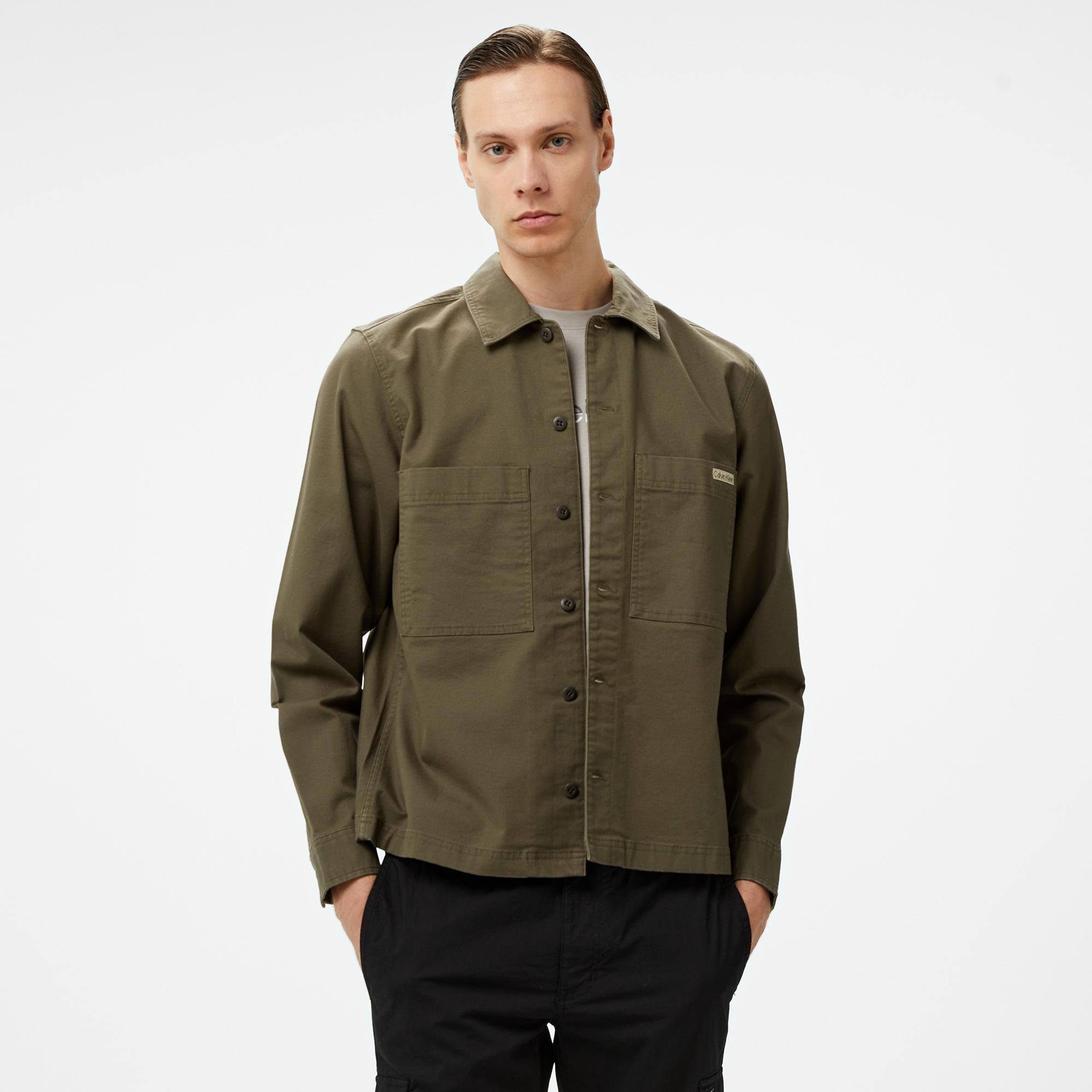 Calvin Klein Jeans Relaxed Utility Erkek Haki Gömlek