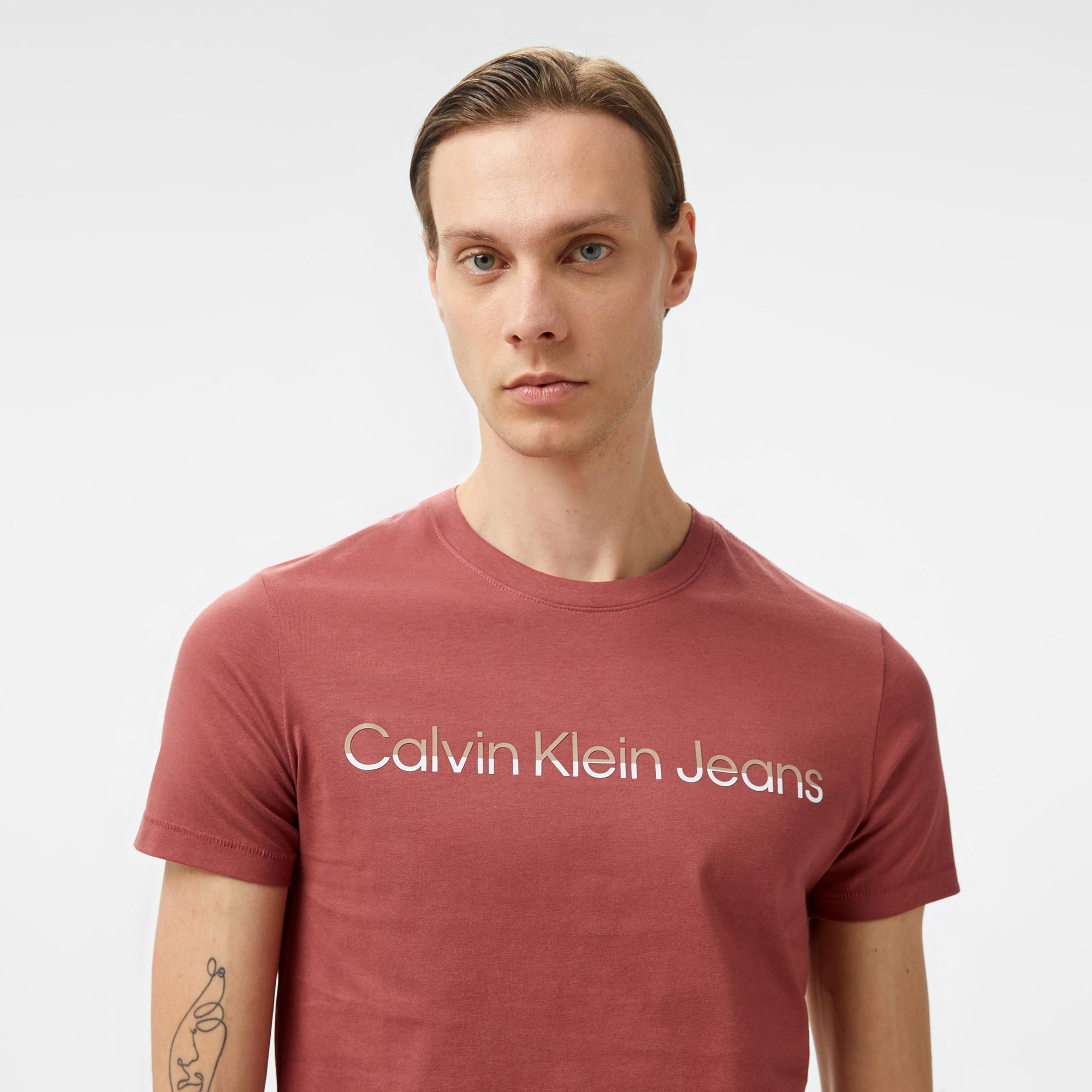 Calvin Klein Jeans Mixed institutional Logo Erkek Mor T-Shirt