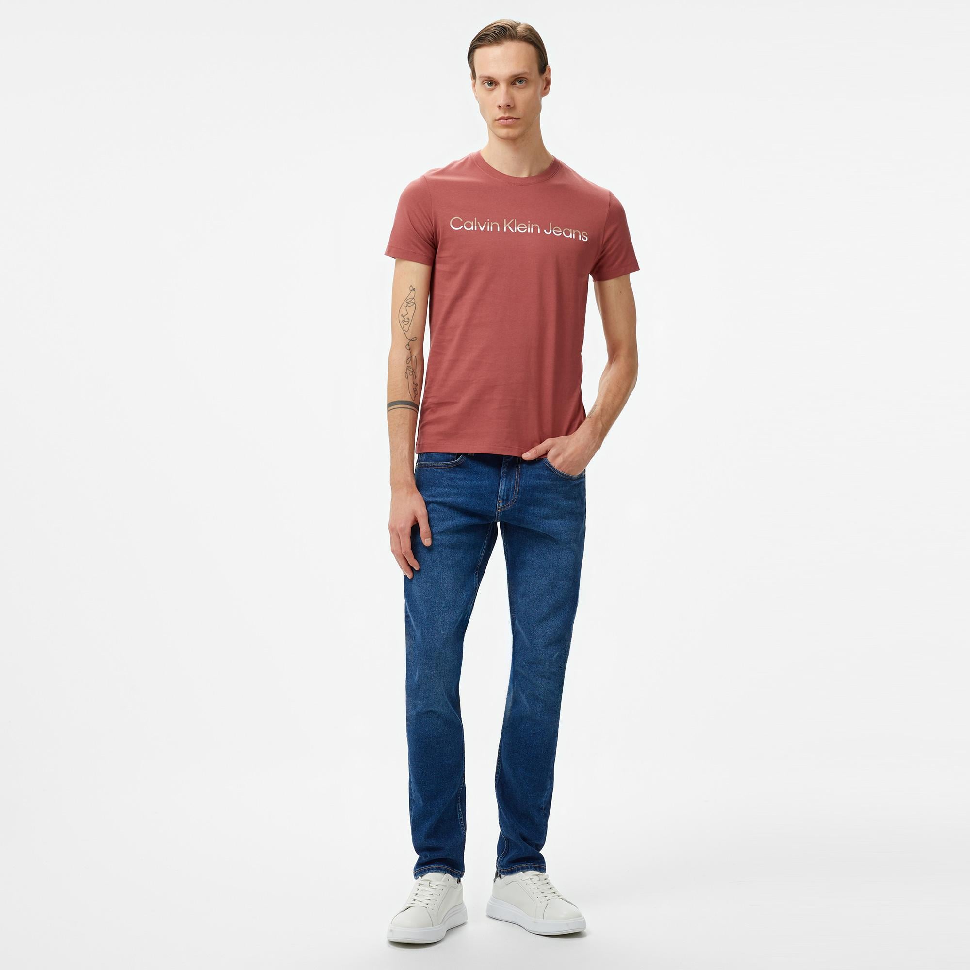 Calvin Klein Jeans Mixed institutional Logo Erkek Mor T-Shirt
