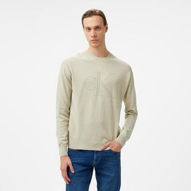  Calvin Klein Jeans intarsia Mix Stitch Erkek Gri Kazak