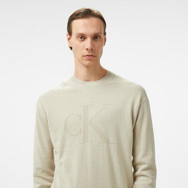  Calvin Klein Jeans intarsia Mix Stitch Erkek Gri Kazak