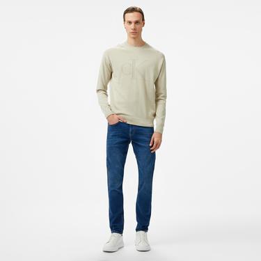  Calvin Klein Jeans intarsia Mix Stitch Erkek Gri Kazak